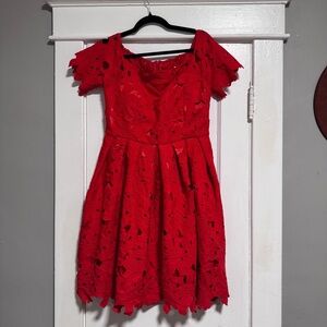 Chicwish Red Lace Dress
